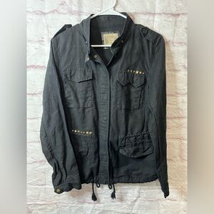 Ruff Hewn Women’s Black Button-Up Top Western Linen Beaded Jacket M